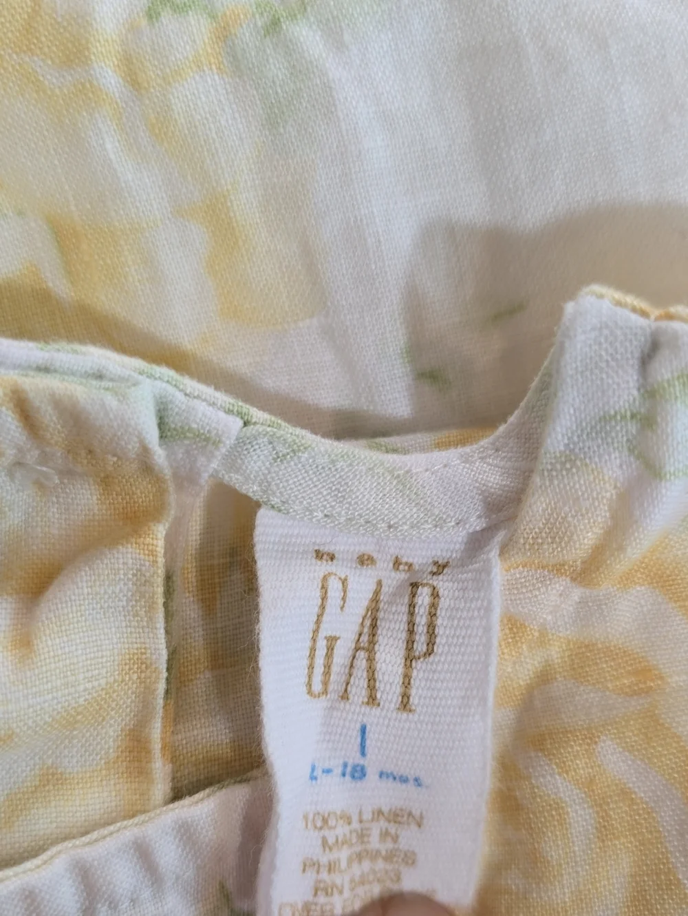 Baby GAP Linen Dress 12-18 Mo. Yellow Floral